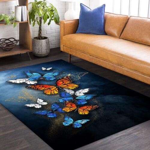 Cartoon 3D Blue Butterfly Pattern Carpets For Living Room Bedroom Decorate Carpet Kids Area Rugs Crawl Play Mats Room Child/Baby