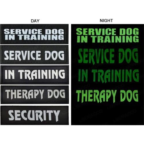 Service Dog in Training Therapy Dog Security Patch Reflective at Night Emblem Applique for Working Pet Harness and Vest Sticker