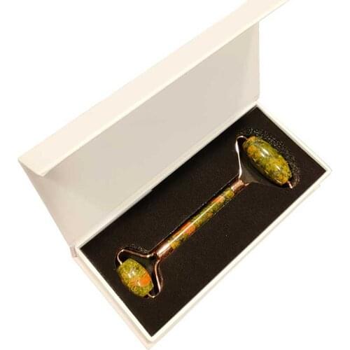 Natural Jade Roller With Box Real Stone Facial Massager Anti Aging Face Roller Massager Natural Stones Face Lift Massager Tool