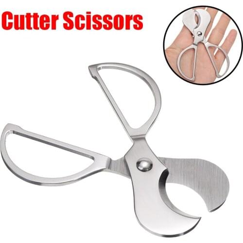 1PC Stainless Steel Cigar Scissors Silver Round Head Cigar Cutter Pocket Gadgets Knife Portable Gift