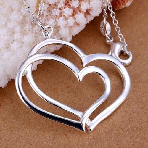 P108 Free Shipping silver plated Necklace, 925 fashion silver jewelry Around the heart /JLNPOESL JLNPOESL