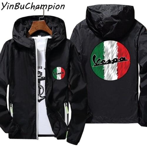 Casual Hooded Men Women Vespa Motorcycle Italy Flag Thin Reflective Sunscreen Windbreaker Skin Coat Jacket Sports Pilot Clothes