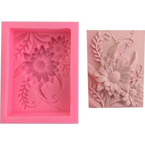 Rectangular chrysanthemum silicone mold Wedding Handmade Soap Gypsum Epoxy Adornment Decoration Mould