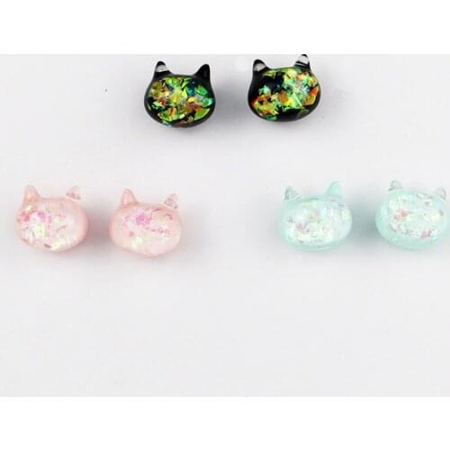 Laser Film Resin Three-dimensional Cat Earrings For Women Fashion Jewelry Accessories Simple Cute Animal Girl Female Good Gift