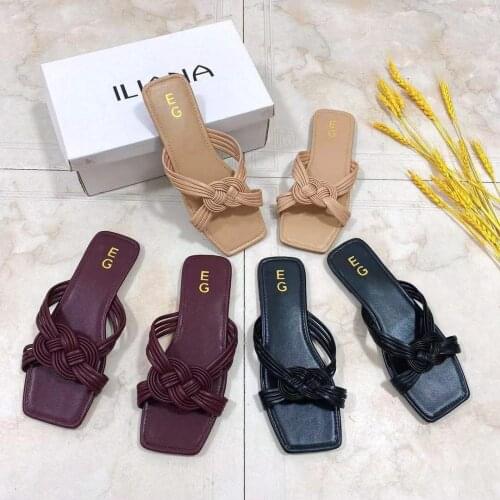 2021 Summer Women Slipper Fashion Brand Weave Flat Heel Slides Open Toe Ladies House Flip Flops Casual Beach Sandal Shoes