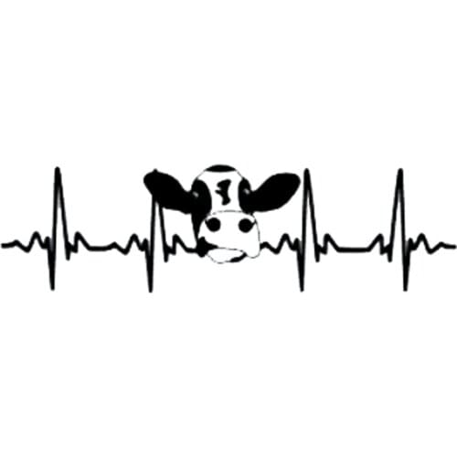 20cm*5.6cm Cow Ekg Heartbeat Fashion Vinyl Car-styling Decal Car Stickers S6-3448