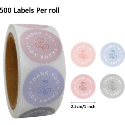 YYSD 500pcs 1inch Rose Thank You Sticker Seal Labels Handmade Scrapbooking Decoration