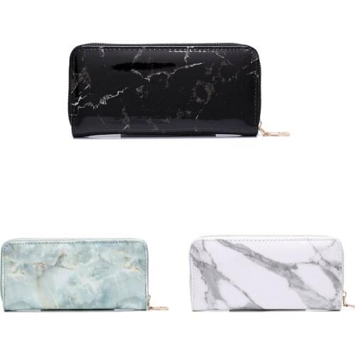066F Women Lady Clutch Marble PU Leather Wallet Long Card Holder Phone Bag Case Purse Handbags