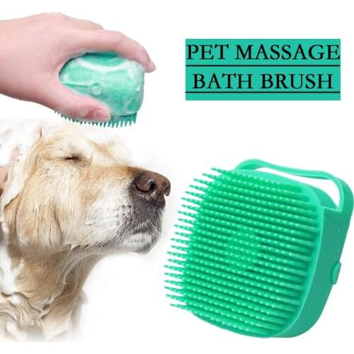 1pc Pet Dog Shampoo Massager Brush Cat Massage Comb Grooming Scrubber Shower Brush For Bathing Short Hair Soft Silicone Brushes
