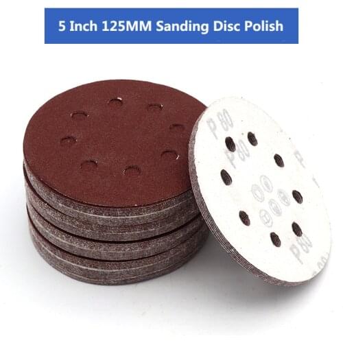 10pcs 5Inch 125mm Round Sandpaper Eight Hole Disk Sand Sheets Grit 40-2000 Hook and Loop Sanding Disc Polish