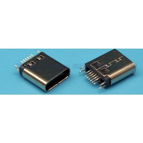 10pcs/lot usb3.1 type-c Female socket 12P Vertical 180 Degree type-c splint connector