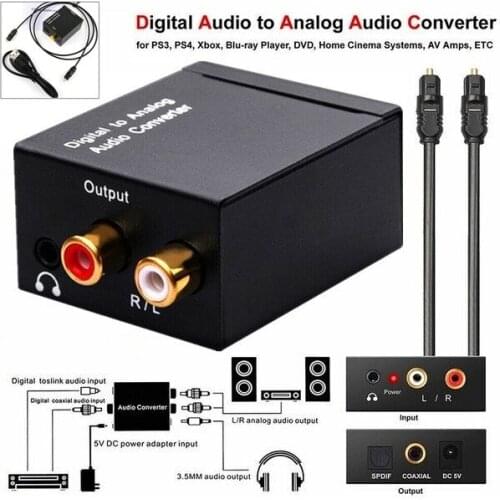 100Pcs/Lot Digital to Analog Audio Converter Digital Adapter Optic Coaxial RCA Toslink Signal to Analog Audio Converter RCA
