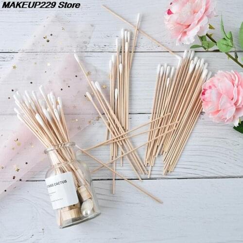 100Pcs/pack Cotton Swab 15cm Medical Swab Wood Handle Cotton Applicator Extra Long Sturdy Make Up Tools