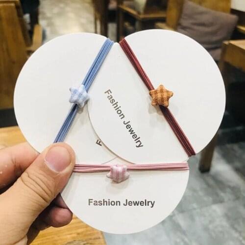 2021 Hot Selling New Style Fabric Plaid 5 Star Decor Fresh All- Match High Elastic Hair Band Hair Rope Hair Rings