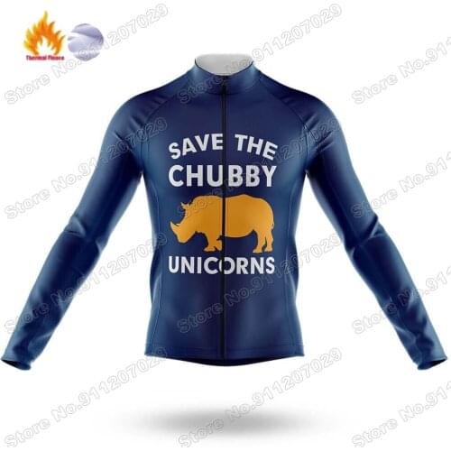 2021 The Chubby Unicorn Navy Mens Cycling Jersey Long Sleeve Clothing Race Road Bike Shirts Bicycle Tops MTB Uniform Maillot