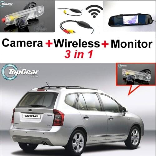 3 in1 Special Rear View Camera + Wireless Receiver + Mirror Monitor DIY Parking System For KIA Carens Ceed Cee'd Rondo 2006~2013