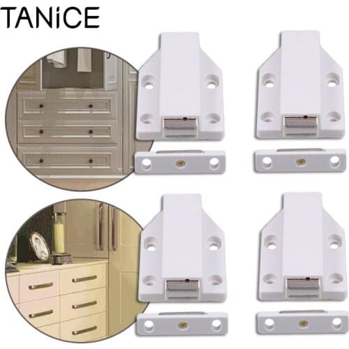 TANiCE 4Pcs Door Latch Sliding Lock Push-To-Open For Release Cabinet Large Doors Drawer Catches Latch White or Brown Door Locks