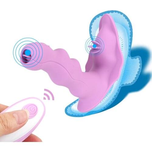 7 Modes Wearable Tongue Licking Clitoris Stimulator Remote Control Dildo Vibrator Double Suction Vibrators Sex Toy for Women