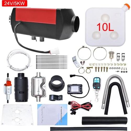 Car 12V/24V 5KW Parking Heating Machine Air Diesels Heater With Silencer/LCD Thermostat/Remote Control For RV Motorhome Trailer