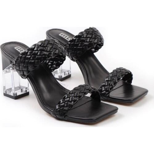 Summer Transparent Heel Women Sandals Weave Causal Women Slippers Designer Women High Heels Zapatillas Mujer Female Footwear 41