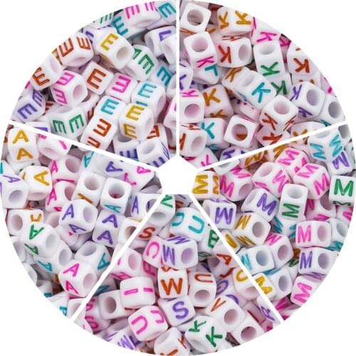 100pcs/lot Acrylic Square White Letter Beads Charms A-Z DIY Loose Beads Initial Alphabe Letter Beads Fit Women Bracelet Making