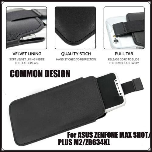 Casteel PU Leather Case For Asus Zenfone max Shot plus m2 zb634kl Pull Tab Sleeve Pouch Bag Case Cover