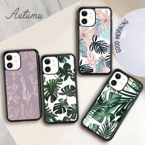 Leaf Pattern Phone Case for iPhone 11 12 Pro Max mini X XR XS SE 2020 5 6S 7 8 Plus Samsung Galaxy S8 S9 S10 Cover shell