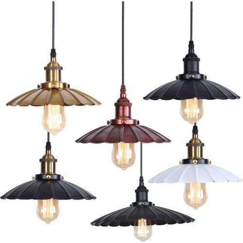 Black vintage industrial pendant light Lotus leaf nordic retro lights iron lampshade loft edison lamp metal dining room ZM1014