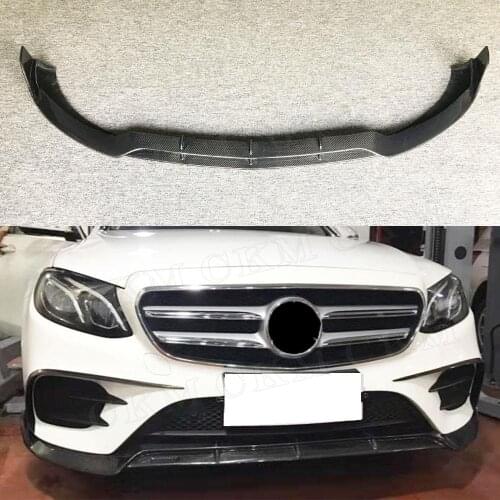 E Class B style Carbon Fiber Front Bumper Lip Spoiler for Mercedes Benz W213 E200 E300 E63 AMG 2017-2019 Car Styling Fiebr glass