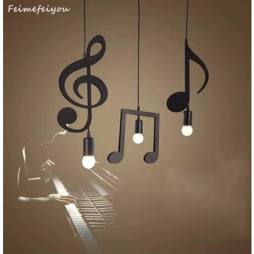 Feiemfeiyou A-Z words Music character e27 Creative Black Led Pendant Lamp for Bar bedroom bookroom Pendant Lighting