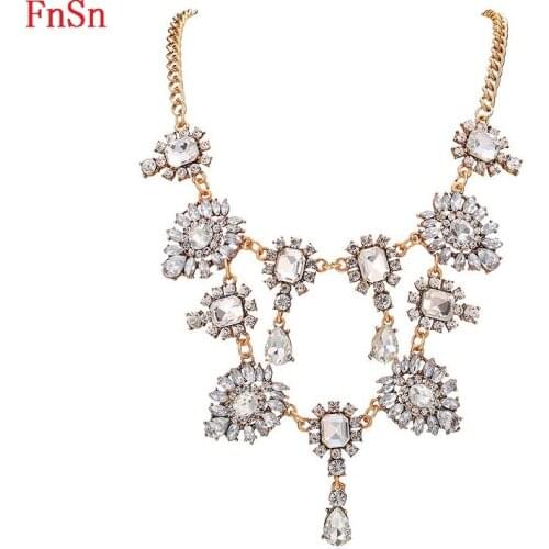 FnSn New 2017 Hot Summer Necklace Charm Crystal Choker Trendy Women Gift Zinc Alloy Chain Collier Style Fashion Jewelry N111