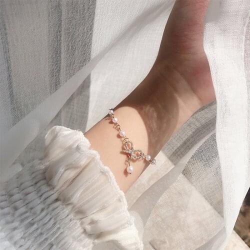Ins Bow Knot Bracelet Female Student Korean Version of Simple Pearl Temperament Sweet Wild Small Jewelry