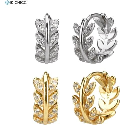 Kikichicc 925 Sterling Silver Leafs Hoops Crystal CZ Huggies Circle Round 2020 New Fashion Women Luxury Wedding Satement Jewelry