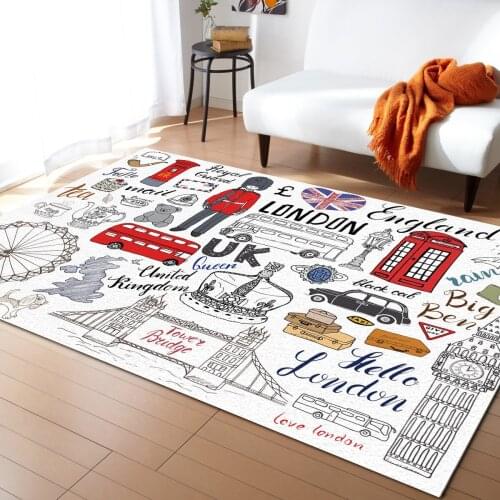 British London Culture Cartoon Doodle Rugs for Bedroom Home Carpet Living Room Sofa Coffee Table Balcony Floor Mat
