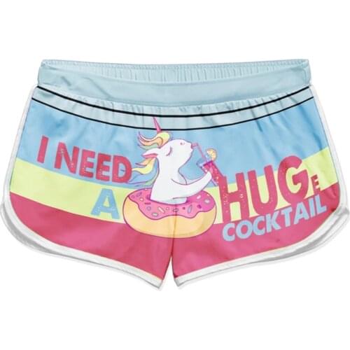 PLstar Cosmos Summer Casual Shorts Unicorn I Need A Huge Cocktail 3D Printed Trousers Girl For Women Shorts Beach Shorts