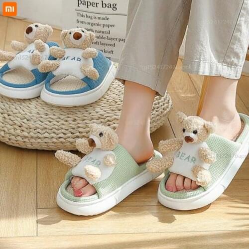 Xiaomi mijia linen slippers spring and autumn seasons household deodorant cute slippers couple cotton and linen slippers