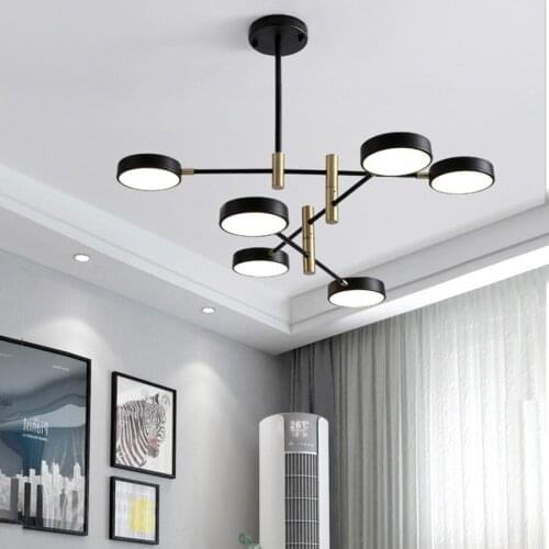 Minimalist Black White Modern LED 4/6 Head Chandelier for Bedroom Dining Living Room Restaurant Loft Hall Interior Nordic Decor