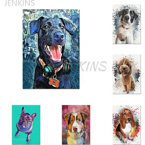 Wall Art Picture Print Animal Dog Canvas Childrens Poster Kindergarten Animal Painting Nordic kids Baby Bedroom Decoration