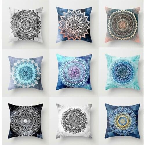 Mandala Cushion Cover Polyester Bohemian Pillow Covers Sofa Chair Decorative Throw Pillows Mandala Indian Style Yoga Muse Pillow