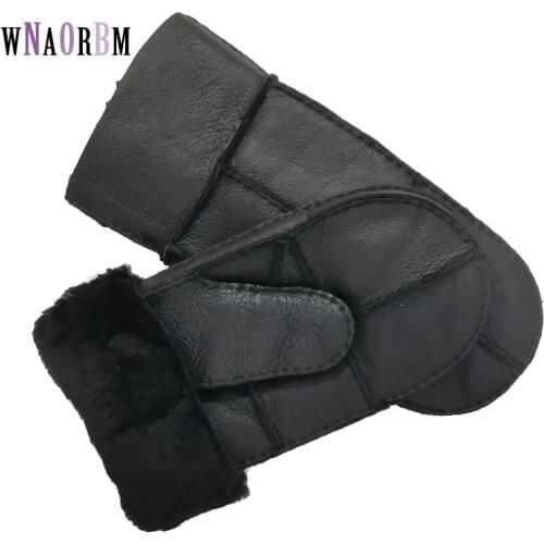 NEW 2021 Handmade Sewing Natural Sheepskin Gloves Working Gloves Winter Sheepskin Gloves Men Warm Wool Thick Gloves