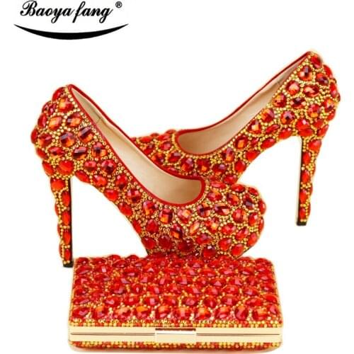 New arrival Womens Wedding shoe with matching bags bride High heels Pumps fashion Platform shoes woman party dress shoes