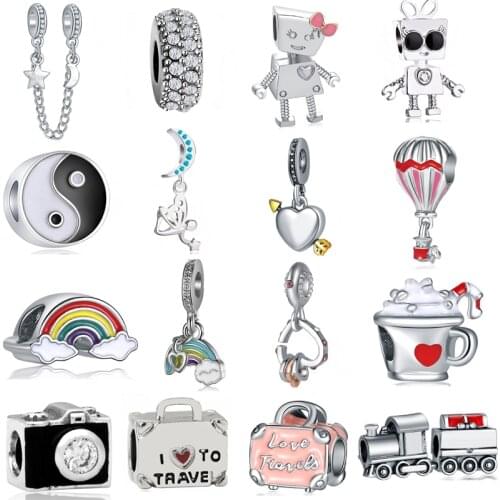 2019 New Original Alloy Bead Holiday Travel Christmas Rainbow Charm Fit Bracelets Bangles Necklace DIY Women Jewelry Gifts