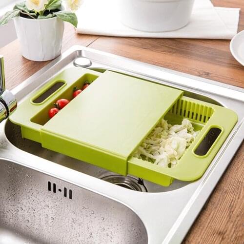 Sturdy Multicolor Drain Basket Multifunction Chopping Board Vegetable Fruit Storage with Handle Filter Frame Removable Durable