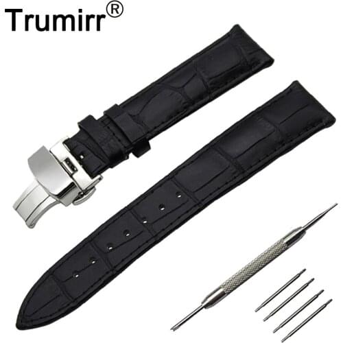 18mm 19mm 20mm 21mm 22mm 24mm Genuine Leather Watch Band for Fossil Stainless Butterfly Buckle Strap Wrist Belt Bracelet