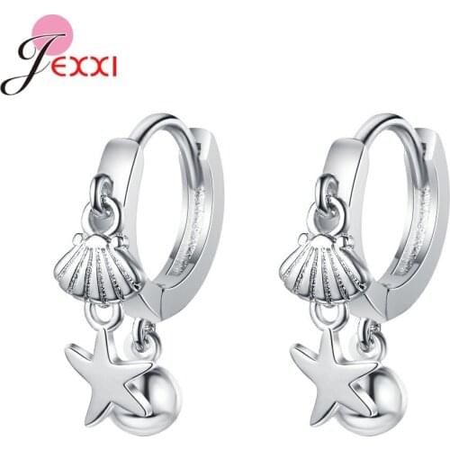 Trendy 925 Sterling Silver Earring for Women Girl Fashion Starfish Hoop Earrings Minimalist Jewelry Party Gifts Accessories