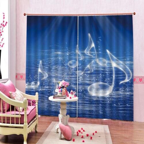 Blue curtains music Decoration curtains Luxury Blackout 3D Window Curtains For Living Room Bedroom Customized size