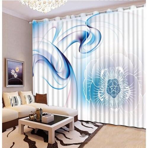 Modern Home Decoration Living Room blue curtains Nature personality style alley photo print 3d curtain Mediterranean Garden Door