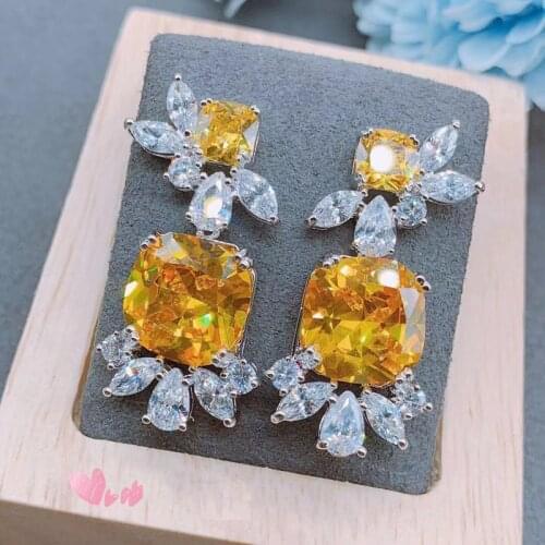 Be 8 Trendy Zircons Top Quality AAA Cubic Zircon Stud Earrings Big Square Stone Jewelry for Wedding Gift Accessories E869