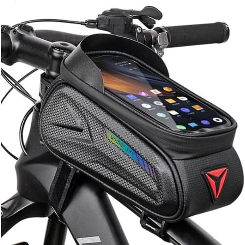 Waterproof Bicycle Phone Case Mount Reflective Bike Bag 7.0 Inch Cycling Bag Frame Front Top Tube Handlebar Bag MTB Accessories