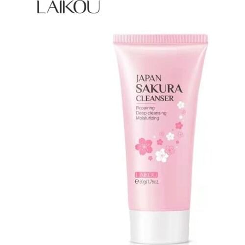 Laikou Japan Sakura Cleanser Moisturizing Deep Cleaning Reparing Gengle Remove Blackhead Pore Face Skin Care Skin Cleanser